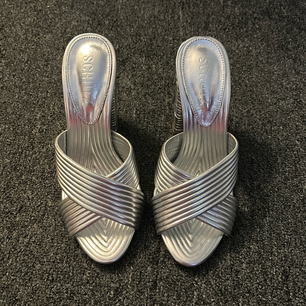 Schutz Silver Mules